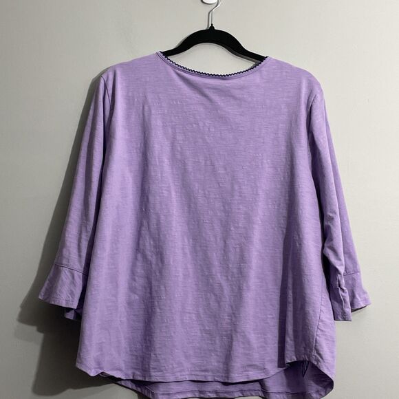 Alfred Dunner Women’s XL Purple Long Sleeve Floral Embroidered Top Cottagecore - Picture 2 of 12